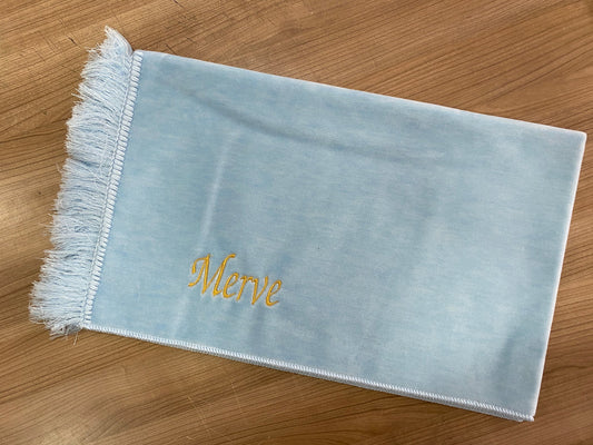 İsme Özel İşlemeli Seccade - Mavi