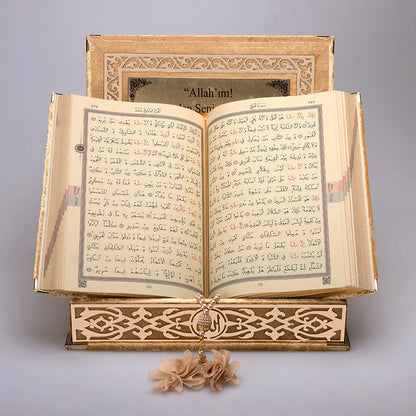 Kadife Kutulu Kur'an (Tesbih Hediyeli) - Gold