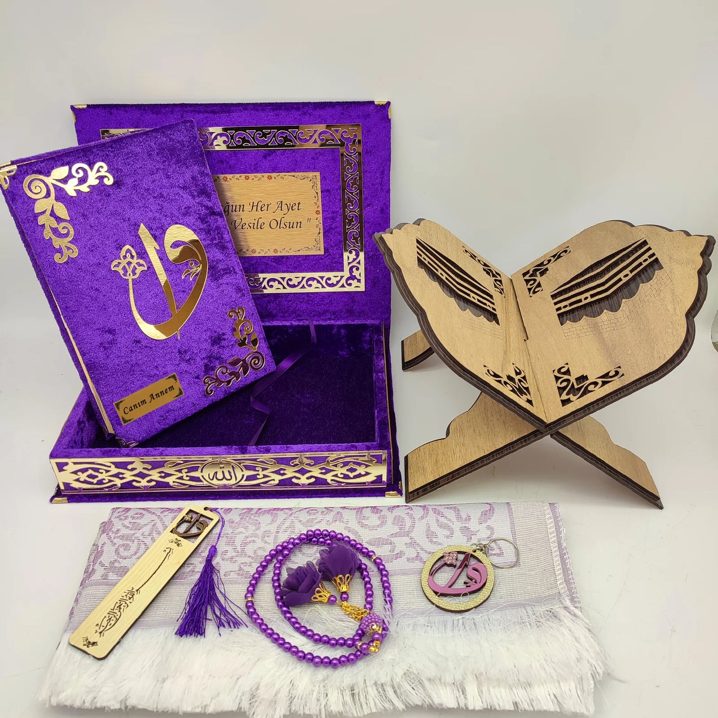 Rahleli Tam Kur'an Seti - Mor